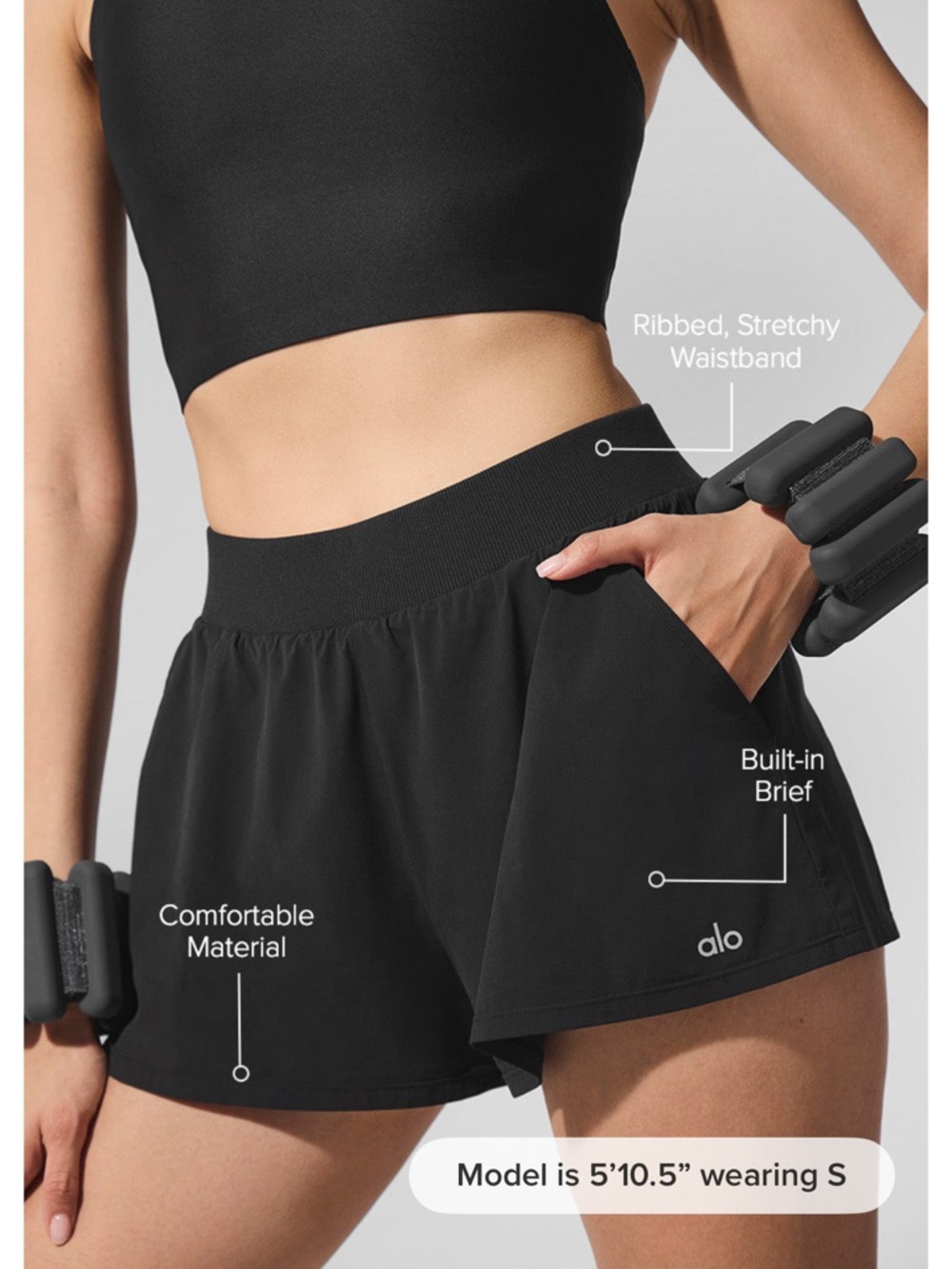 NWT ALO Yoga Breezy Short in Black